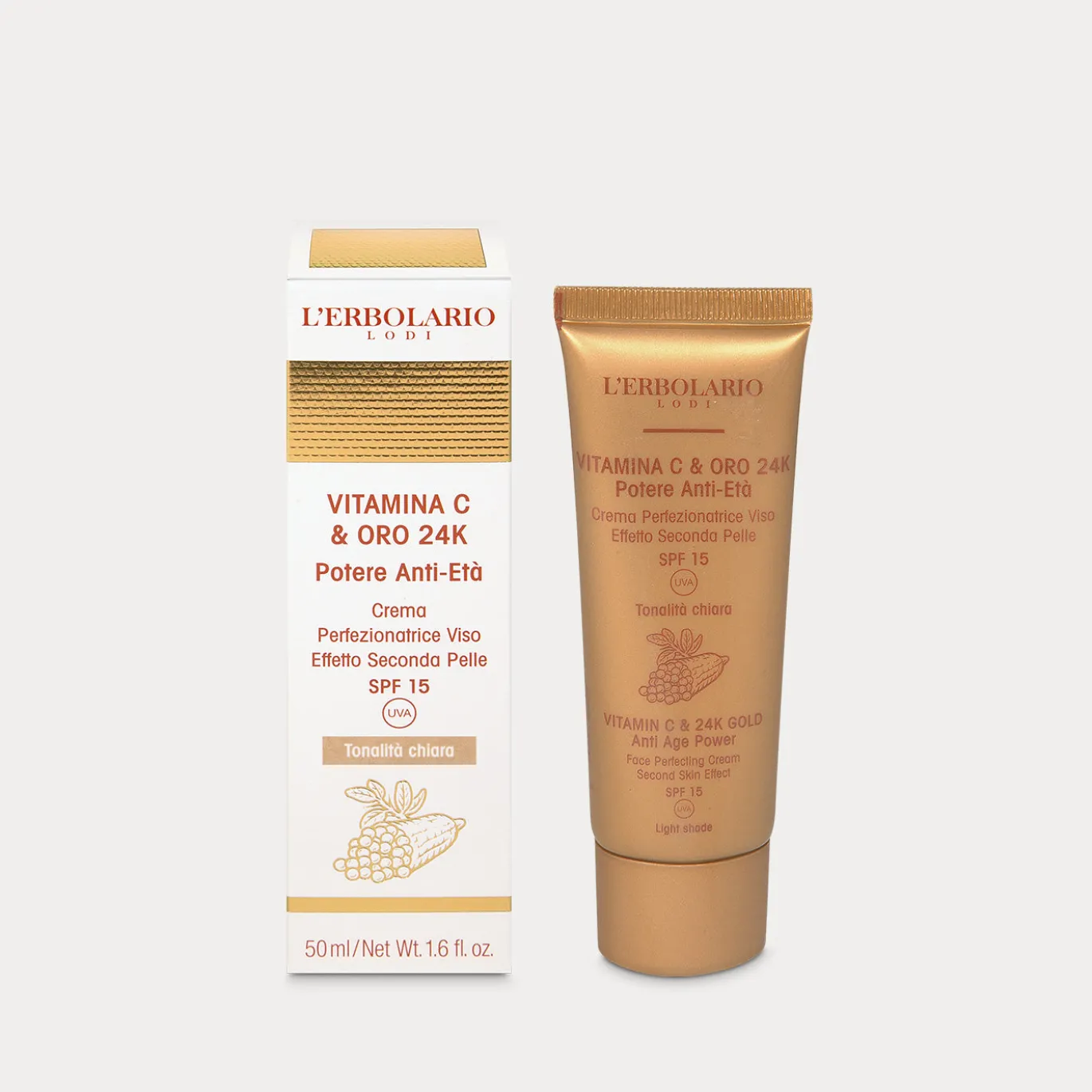 Crema Perfezionatrice Viso tonalità chiara Vitamina C & Oro 24K